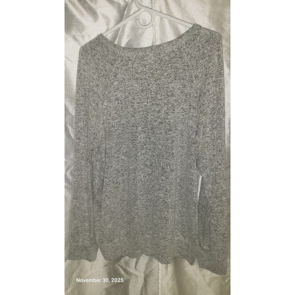 Women's Long Sleeve Blouse Gray "Thankful" Size XL EUC USA Seller - Picture 3 of 3